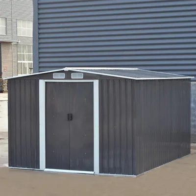 UK Metal Garden Sheds Apex Galvanised Steel Outdoor Heavy-Duty Storage Free Base • £419.95