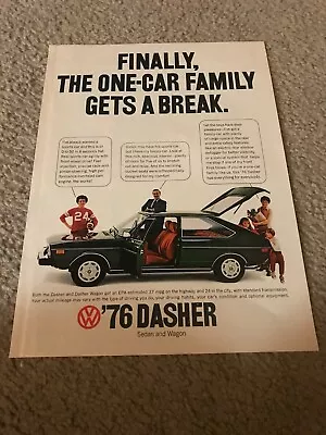 Vintage 1976 VOLKSWAGEN '76 DASHER WAGON SEDAN Car Print Ad 1970s RARE • $6.99