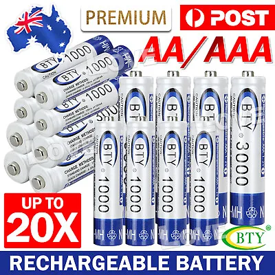 3000mAh AA/1000mAh AAA Rechargeable Battery NI-MH 1.2V Recharge Batteries 4~20x • $7.45