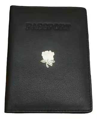 Yorkshire White Rose  Leather Passport Cover Black Holder RFID Safe 493 • £24.99