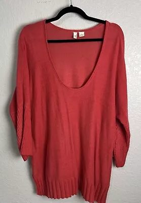 Anthropologie Moth Sweater Womens SZ XL Orange Knit Cotton Pullover • $19.99