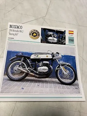 Bultaco 250 Metralla MK2 Racing Kit 1968 Card Motorbike - Collection Atlas Spain • $10.45
