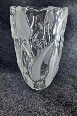 Mikasa Spring Tulips 9 1/2 Inch Vase Made In Germany Clear And Frosted Glass • $10.90