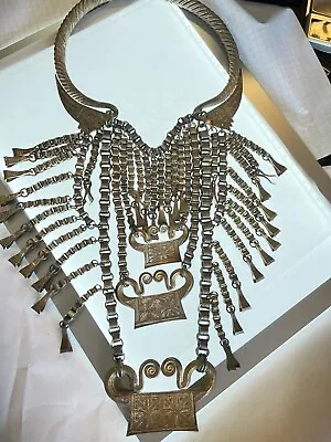 Antique Hmong Hill Tribal Silver Necklace “Spirit Lock” • $3500