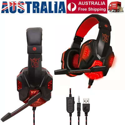 3.5mm Gaming Headset MIC LED Headphones Surround For PC Mac Laptop PS4 Xbox One • $22.45