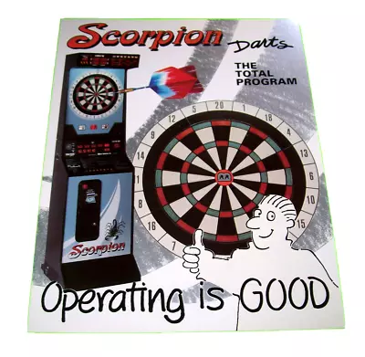 Scorpion Darts Program Arcade Flyer Original Merit Game Promo Foldout Brochure • $15.30