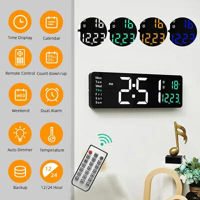 $48.44 • Buy Digital Large Big Jumbo LED Wall Desk Clock Display With Calendar Temperature AU