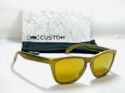 New Oakley Frogskins Custom Gold Splatter Sunglasses 24k Lens Bling Rare Shades • $188.99