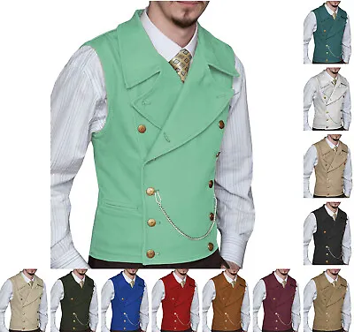 Mens Vintage Vests Double-Breasted Formal Business Wedding Waistcoats XL XXL 3XL • $29.68