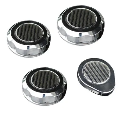 15-17 Mustang Carbon Fiber Chrome Billet Cap Covers Engine Dress Up Aluminum • $149