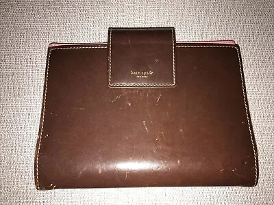 $54 • Buy KATE SPADE.Leather Planner Agenda Snap Closure Brown&Pink. Italy Made.7.5”x 5.5”