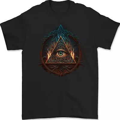 Illuminati Eye With Flames Conspiracy Fantasy Mens T-Shirt 100% Cotton • £8.49