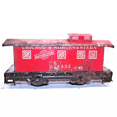 Vintage O Hafner Overland Chicago & Northwestern Red Caboose #614333 Paint Wear • $9