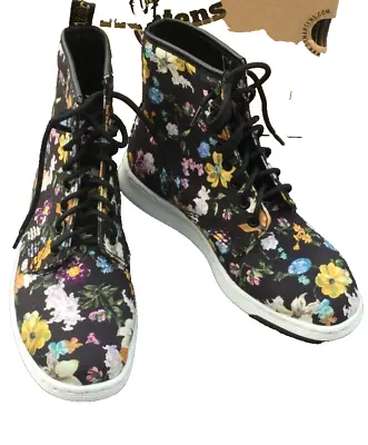 Dr. Martens Newton Darcy Black Floral Canvas Lite Boots UK 5 EU 38 • £119