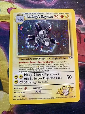 Lt. Surge's Magneton 8/132 Gym Heroes Holographic Rare WOTC Pokemon Card LP • $16.99