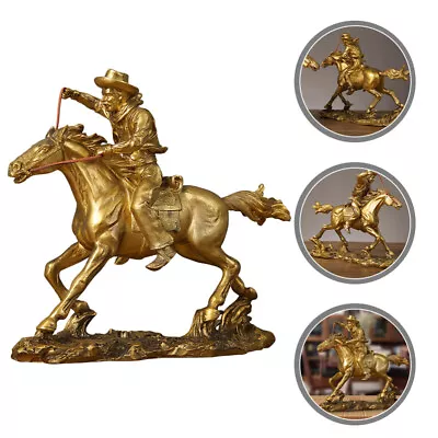  Cowboy Figurine Decor Statues And Sculptures Horse Ornaments Model • £35.55