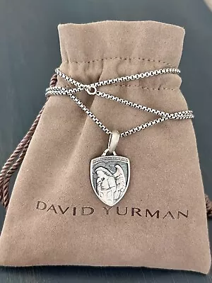 David Yurman Saint Michael Sterling Silver 24  Box Chain Necklace For Men • $350