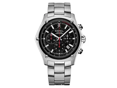 $2188.88 • Buy New EBEL Swiss Chronograph Automatic Mens Watch 43mm Silver Indices Black Dial