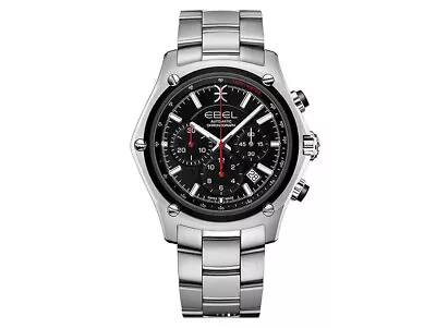 $2188.88 • Buy New EBEL Swiss Chronograph Automatic Mens Watch 43mm Silver Indices Black Dial