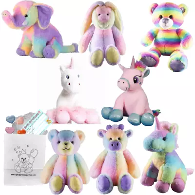 Build Your Own Teddy Bear Making Kit For Party/gift  - Unicorn/rainbow 25cm/10  • £22.90