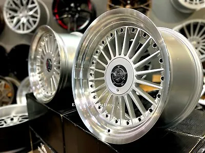 New 17 Inch 4X100 ALPINA Style Stance Deep Dish SILVER Wheels For BMW E21 E30 • $1210.83