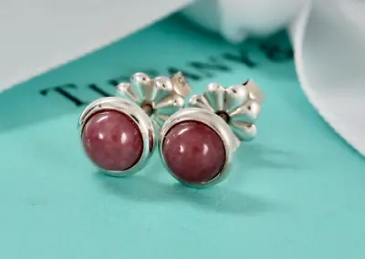 Tiffany & Co. Elsa Peretti Color By The Yard Pink Rhodonite Stud Earrings • $700