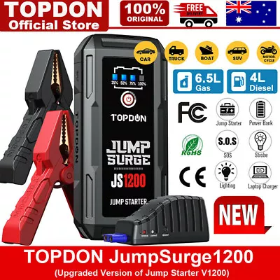 $94 • Buy TOPDON JS1200 Car Jump Starter Booster Battery Jumper Box Power Bank Portable 