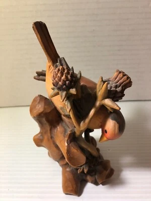 $145 • Buy Vintage ANRI Of Italy HAND CARVED Wood Bird On Thistle Plant Figurine 6 1/2 