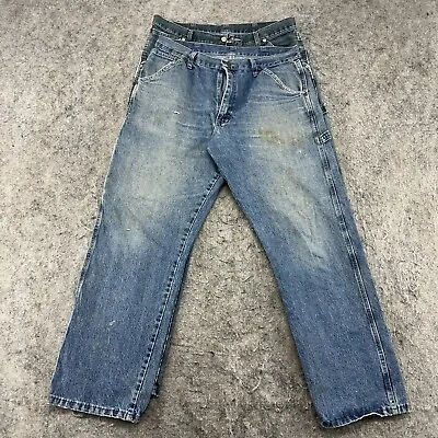 Lot Of 2 Wrangler Carpenter Jeans Mens 34x32 Blue Light Wash Straight Loose Leg • $11.97