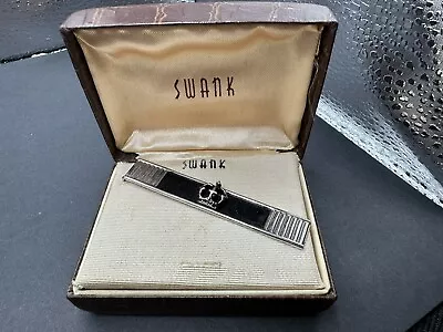 Vintage Silver Tone Black Crown Tie Clip/Clasp Swank • $9