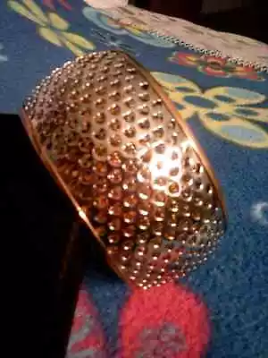 Steel By Design (QVC) Openwork Heart Design Two Tone Bangle Bracelet • $38