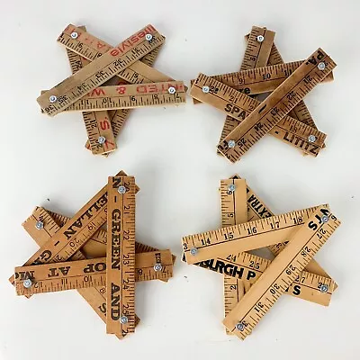 4 Vintage Yardstick Handmade Stars Farmhouse Rustic Winter Home Decor 4th July • $38.72