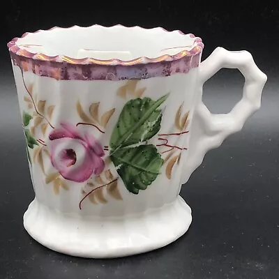 Shaving Mug Roschütz Pre-1953 Hand Painted Floral Pink Gold Vintage • $12