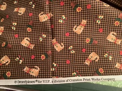 $16 • Buy Vintage Cat Fabric Dream Spinners For Cranston Print Works -88  L X 45 W