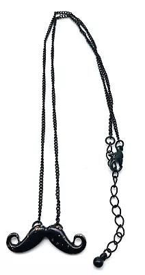 Mustache Charm Necklace Black Metallic Hipster Boho Classic Moustache Whiskers • $9.99