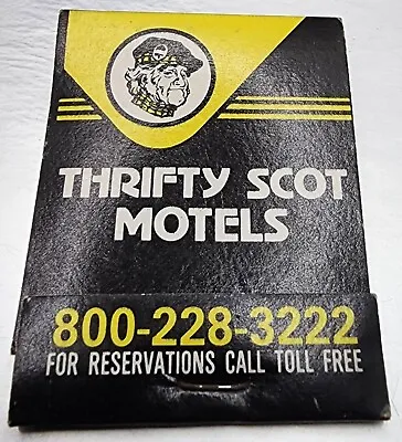 Vintage Thrifty Scot Motels Matchbook FULL Collector's Gift Black Yellow Logo • $5