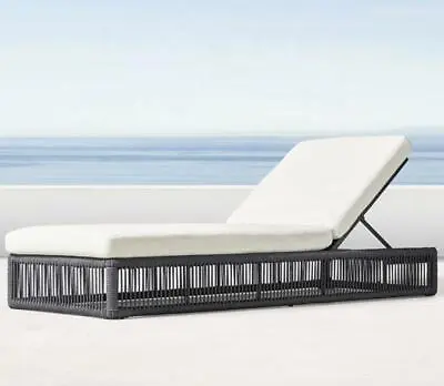 Grey Rope Aluminiun Reclining Sun Lounger Outdoor Garden Patio Day Bed & Cushion • £299.99