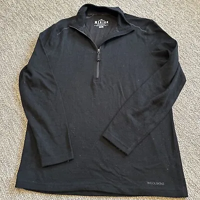 Terramar Merino Woolskins Base Layer 1/2 Zip Pullover  Black Medium • $19.88