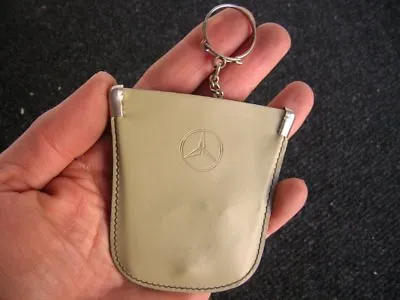 Mercedes Vintage Leather Key Chain Ring Pouch Car Accessory Mb 190 300 Sl Nos • $149