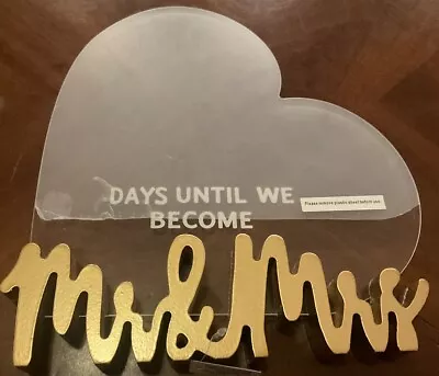 Wedding Countdown Write-On Sign Wedding Countdown Plaque Engagement Gold Mr. Mrs • $14.99