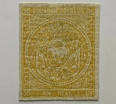 1865 Ecuador Unused Stamp #4 Imperf 1 Ecuadorian Real With Gum • $92.69