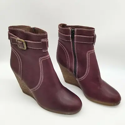 Nara Shoes Womens Zorro Burgundy Ankle Top Zipper Bootie Boots Sz US 8 EUR 38.5 • $25.49