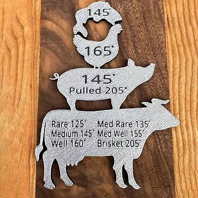 Meat Temperature Magnet Barbecue Decor BBQ Cooking Temp Guide Signs Metal Chart • $6.89