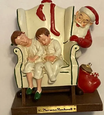 Vtg Christmas Norman Rockwell Figurine Santa Sleeping Children Chair 7 X 6 X 4 • $12