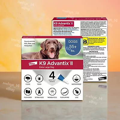 ✨ K9 Advantix II Maximum-Strength Flea & Tick Protection For Dogs Over 55lbs 4ct • $46