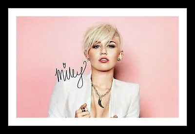 Miley Cyrus Autograph Signed & Framed Photo Print • £19.99
