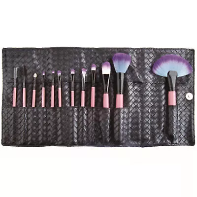 12 Piece Professional Makeup Brush Set Soft Bristle With Carry Case Black • $12.95