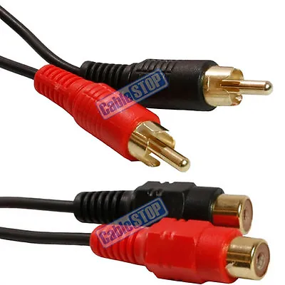 £4.35 • Buy 10M Twin 2x RCA Phono MALE To FEMALE Speaker EXTENSION Cable Audio Sound Lead 