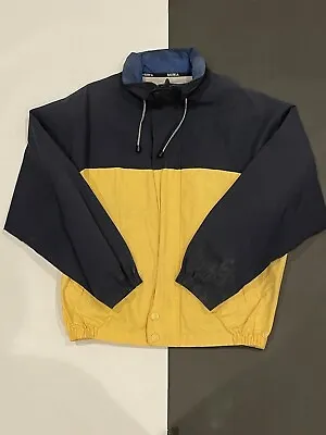 Nautica Vintage Windbreaker Full Zip Jacket Size Large Blue Yellow Color Block • $29.99