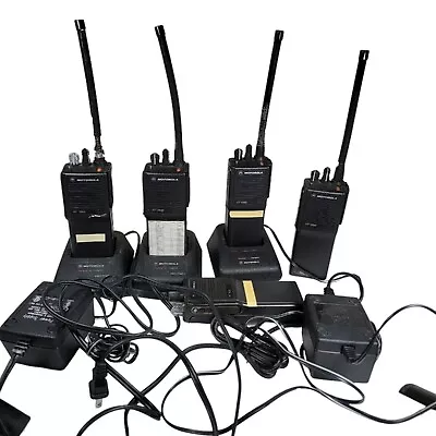 Motorola HT1000 VHF UHF 5 Radio Lot With 2 Chargers Spare Parts Set Working • $324.35